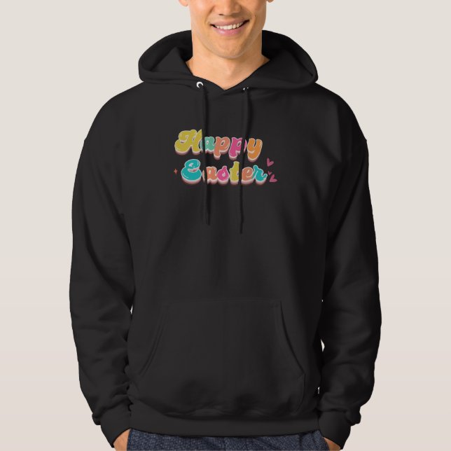 Happy Easter Retro Groovy Easter Day Hoodie (Front)