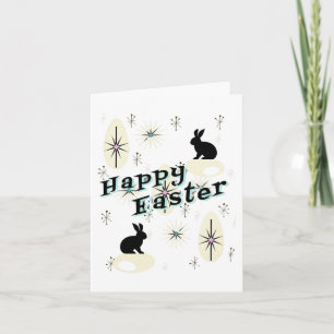 Happy Easter Retro Mid Century Modern Style Bunny Card