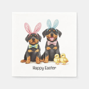 Happy Easter Rottweiler Dogs Bunny Ears Napkin