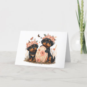 Happy Easter Rottweiler Dogs Holiday Card