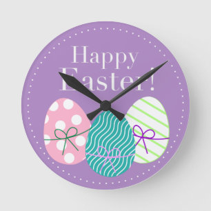 Happy Easter Round Clock