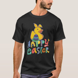 Happy Easter Rubber Duck Bunny Ears Easter Eggs cu T-Shirt