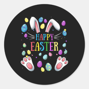 Happy Easter Sayings Bunny Gifts Egg Graphic Famil Classic Round Sticker