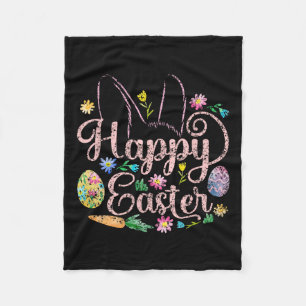 Happy Easter Sayings Egg Bunny 5 Fleece Blanket