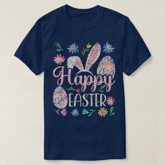 Happy Easter Sayings Egg Bunny  T-Shirt (Design Front)