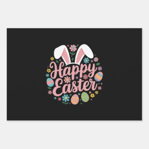 Happy Easter Sayings Egg Bunny Wrapping Paper Sheet