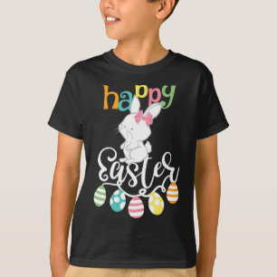 Happy Easter Sayings Egg Groovy Bunny Rabbit Kids T-Shirt