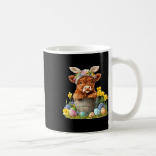 Happy Easter Scottish Cow Cute Heifer Cow Farm Coffee Mug