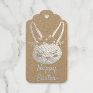 Happy Easter Script Floral Crown Rabbit Gift Tags
