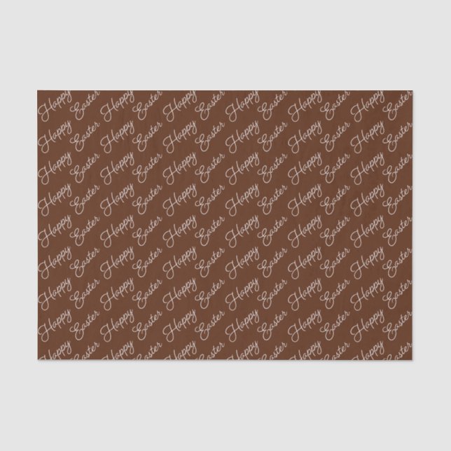 Happy Easter Script White on Brown Tissue Paper (Front)