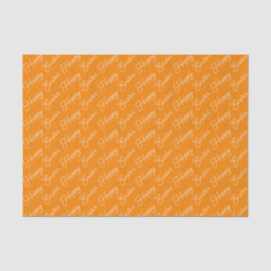 Happy Easter Script White on Orange Tissue Paper