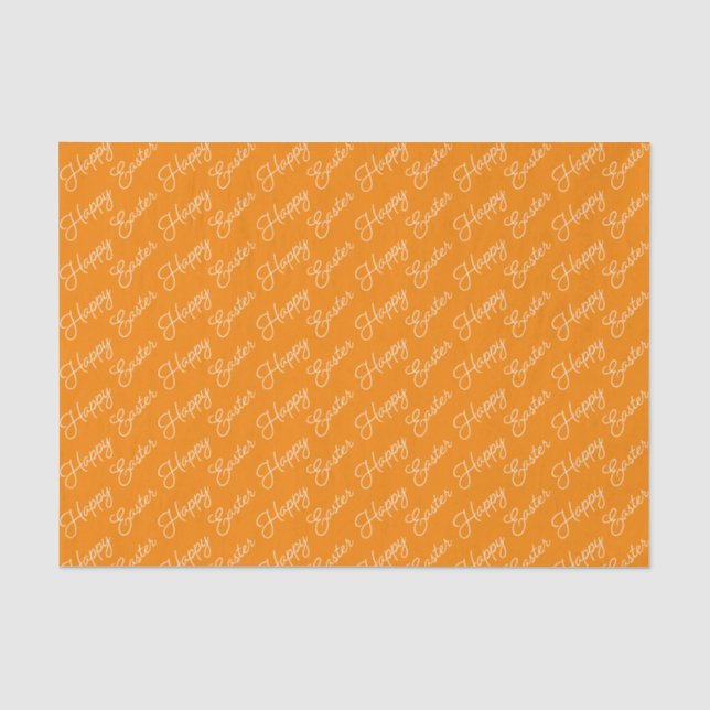 Happy Easter Script White on Orange Tissue Paper (Front)
