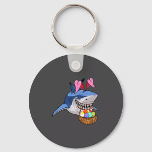 Happy Easter Shark Bunny With Easter Basket Boys G Keychain