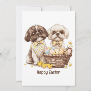 Happy Easter Shih Tzu Dogs Holiday Card