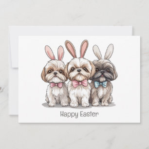 Happy Easter Shih Tzu Dogs Holiday Card