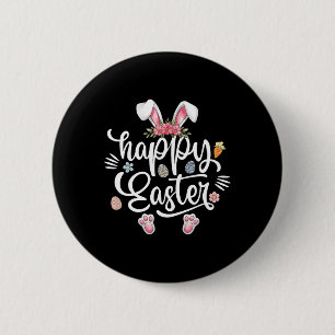 Happy Easter Shirt Girls Kids Toddler Women Bunny 2 Inch Round Button
