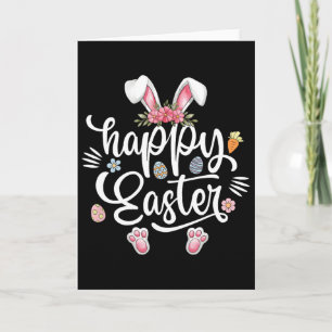 Happy Easter Shirt Girls Kids Toddler Women Bunny Card