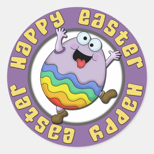 Happy Easter Silly Egg Classic Round Sticker (Front)