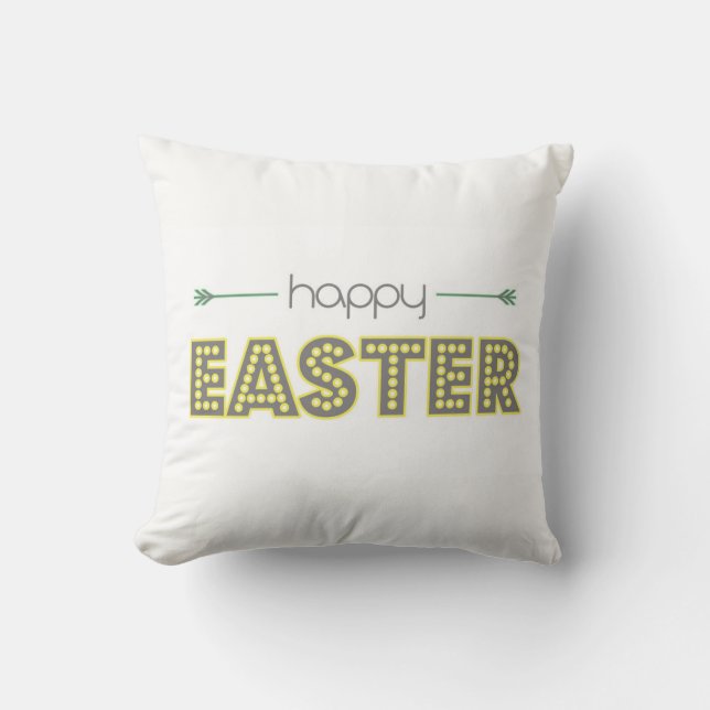 happy easter simple modern design mint yellow throw pillow (Front)