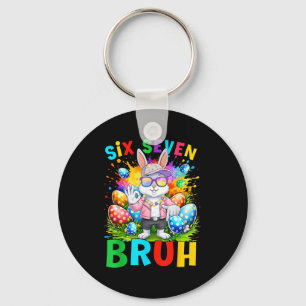 Happy Easter Six Seven Bruh Meme Bunny Rabbit Boy Keychain
