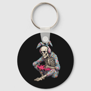 Happy Easter Skeleton Gamer Video Gaming Boys Men Keychain
