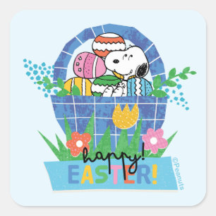 Happy Easter Snoopy Square Sticker