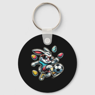 Happy Easter Soccer Boys Easter Bunny Funny Easter Keychain