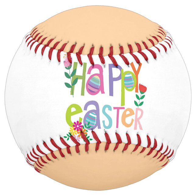 Happy Easter  Softball (The phrase "Happy Easter" is displayed across the front in large, colorful, decorative letters.)