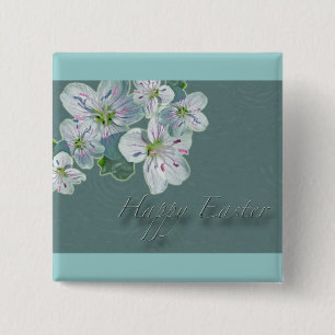 Happy Easter Spring Beauty Wildflower 2 Inch Square Button