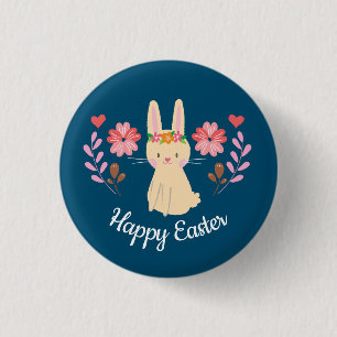Happy Easter Spring Bunny 1 Inch Round Button