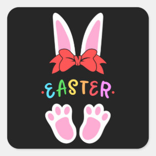 Happy Easter Spring Bunny Easter Egg Funny Gift Square Sticker