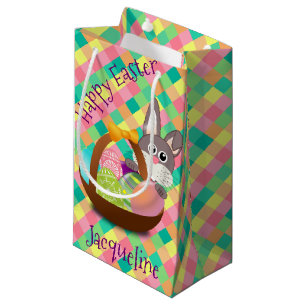 Happy Easter Spring Chequerboard Personalized Small Gift Bag