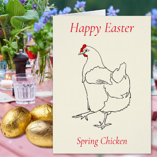 Happy Easter Spring Chicken Minimalist Line Art