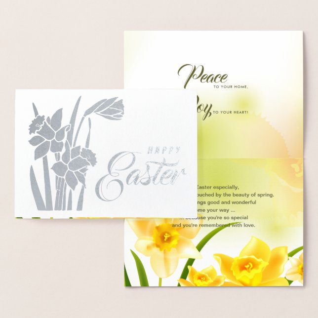 Happy Easter. Spring Daffodils Foil Card (Display)