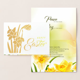 Happy Easter. Spring Daffodils Foil Card