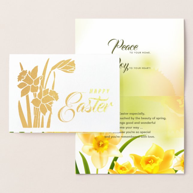 Happy Easter. Spring Daffodils Foil Card (Display)