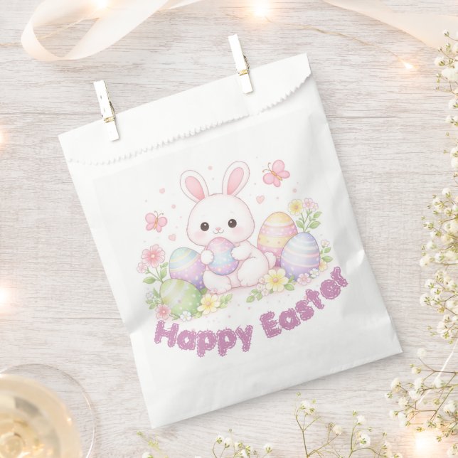 Happy Easter Spring Design - Cute Easter Bunny  Favour Bag (Clipped)