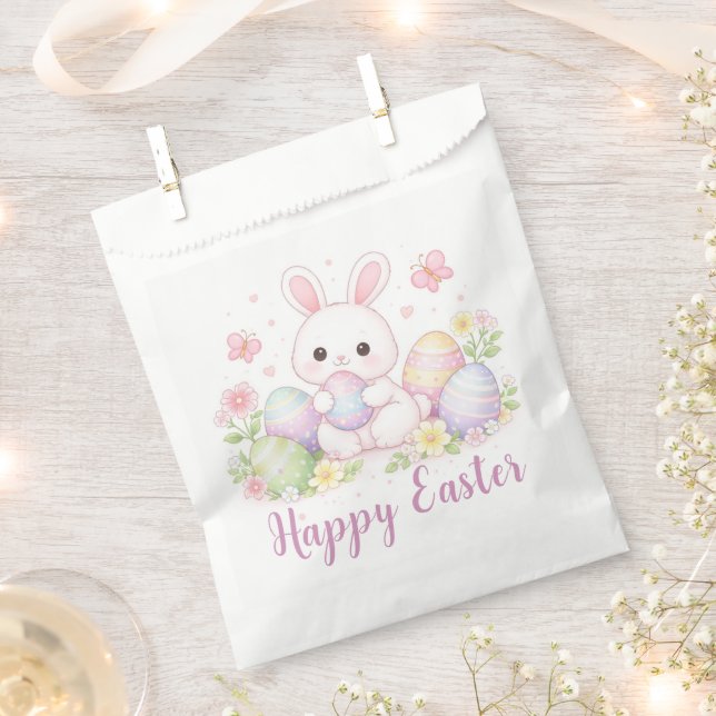 Happy Easter Spring Design - Cute Easter Bunny  Favour Bag (Clipped)