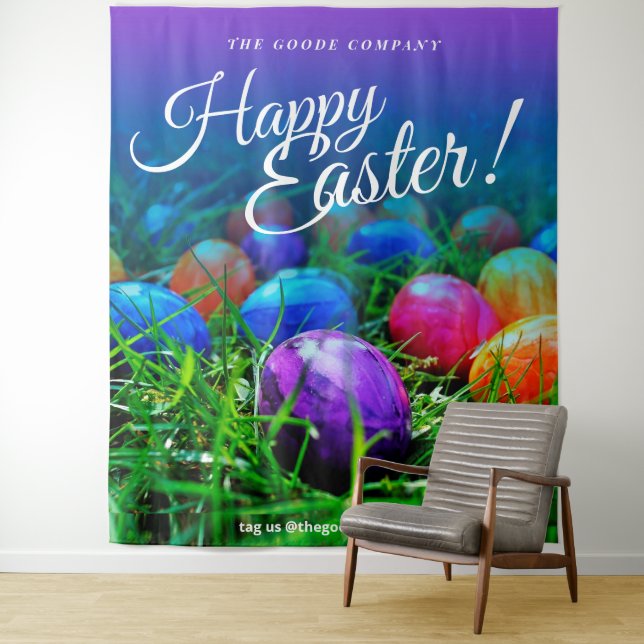 Happy Easter Spring Egg Hunt | Photo Backdrop Tapestry (In Situ)
