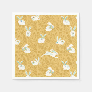 Happy Easter Spring Floral Bunnies Napkin