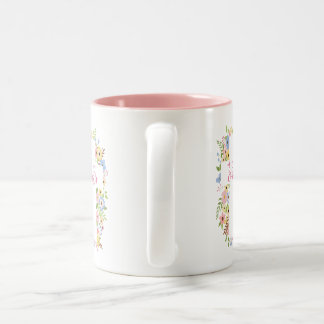 Happy Easter Spring Floral Cross Two-Tone Coffee Mug