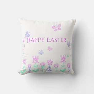 Happy Easter Spring Garden Pillow
