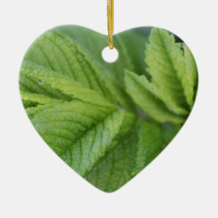 Happy Easter spring green leaves Ceramic Ornament
