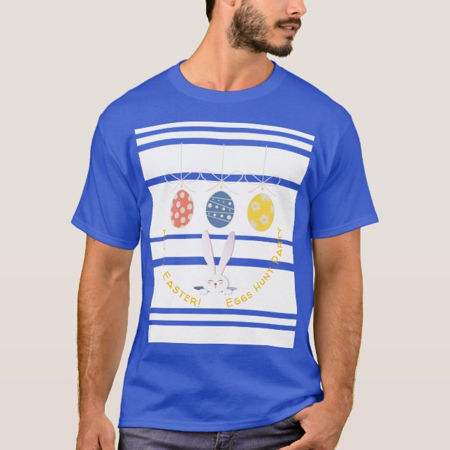 Happy Easter Spring Holiday cute bunny Eggs Hunt T-Shirt (Front)