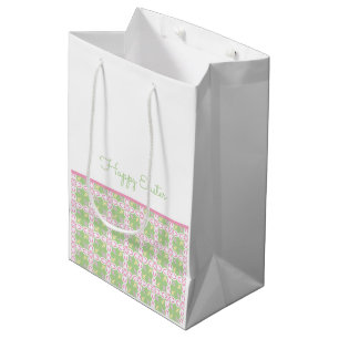 Happy Easter Spring Pattern Pastel Colours Chic Fu Medium Gift Bag