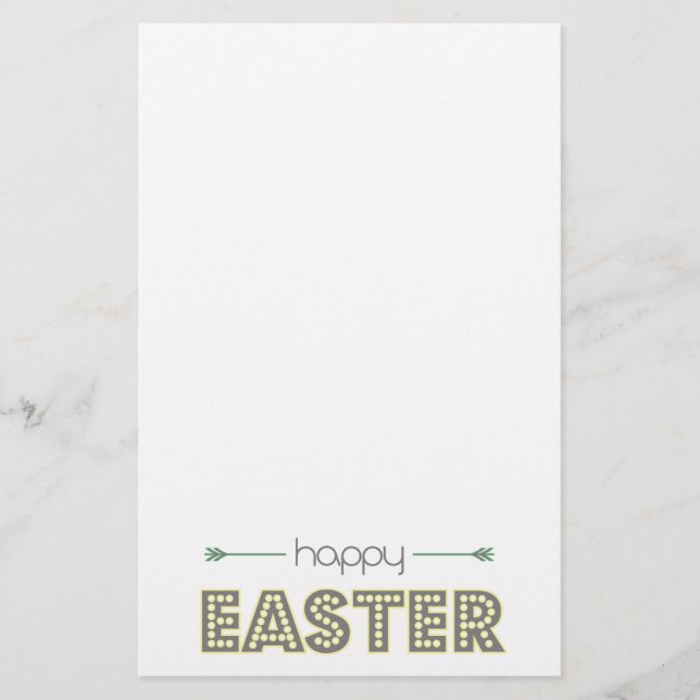 happy easter spring yellow mint green simple stationery (Front)