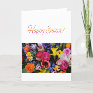 Happy Easter Springflower bouquet Holiday Card