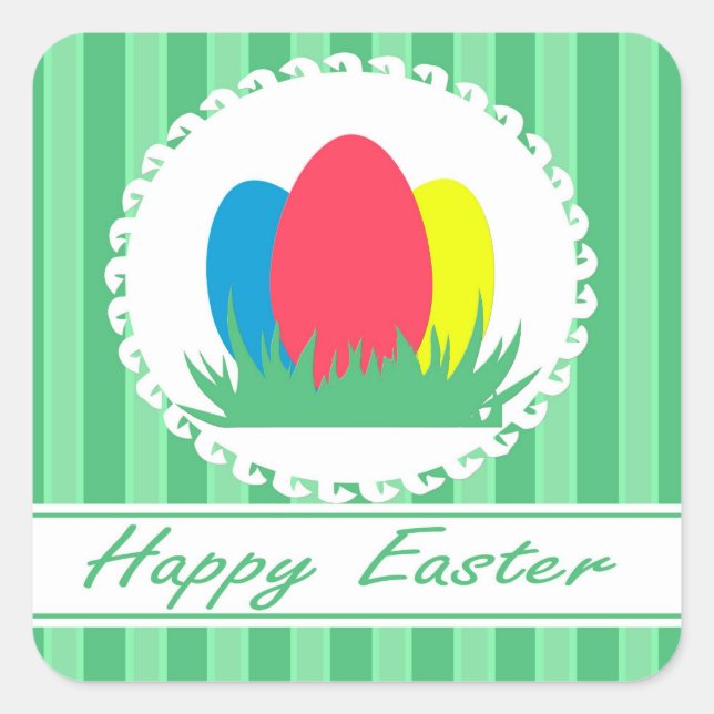 Happy Easter Square Sticker (Front)