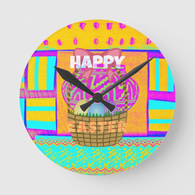 Happy Easter. Stay Blessed as Always Round Clock (Front)