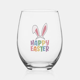 Happy Easter                        Stemless Wine Glass